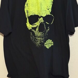 Harley-Davidson Black Tee with Neon Green Skull